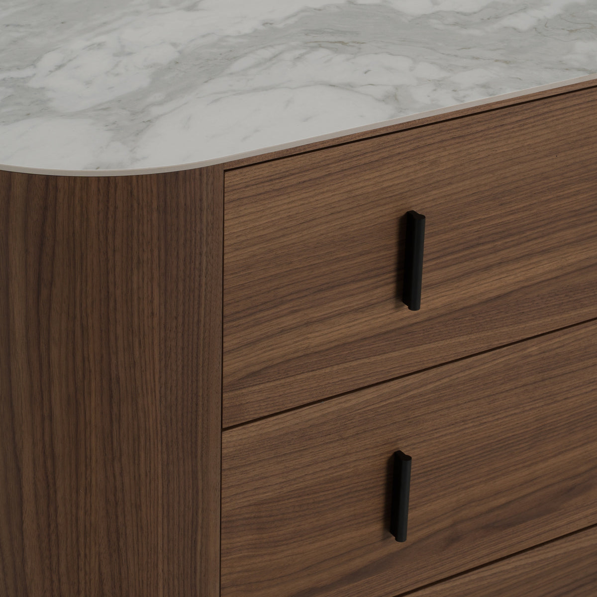 Chelton Contemporary White Ceramic & Walnut 3-Drawer Dresser