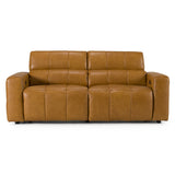Chevak Modern Brown Leather Sofa with 2 Recliners
