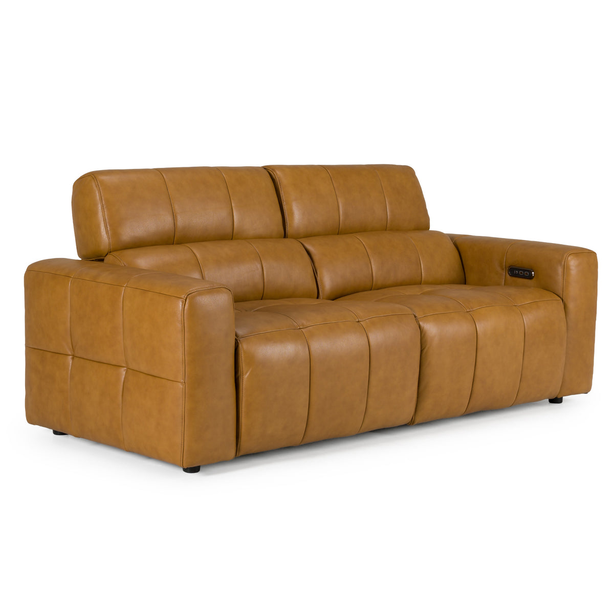 Chevak Modern Brown Leather Sofa with 2 Recliners