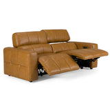 Chevak Modern Brown Leather Sofa with 2 Recliners