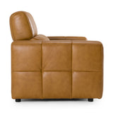 Chevak Modern Brown Leather Sofa with 2 Recliners