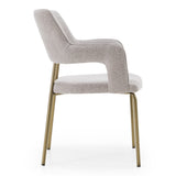 Childers Modern Grey Fabric + Antique Brass Dining Chair