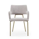 Childers Modern Grey Fabric + Antique Brass Dining Chair