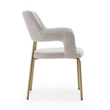 Childers Modern Grey Fabric + Antique Brass Dining Chair