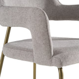 Childers Modern Grey Fabric + Antique Brass Dining Chair