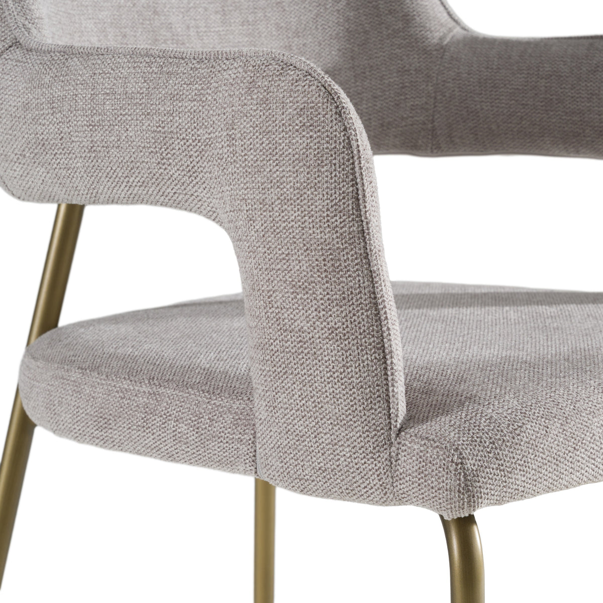 Childers Modern Grey Fabric + Antique Brass Dining Chair