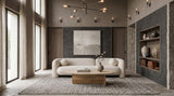 Chisholm Modern Travertine Marble + Wood Freeform Coffee Table