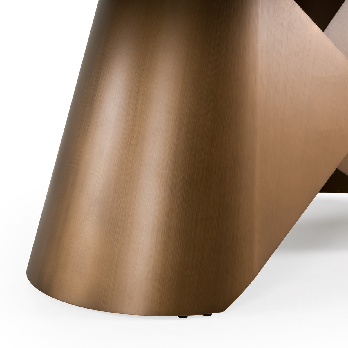 Chiswell Contemporary White Ceramic + Brushed Brass Dining Table