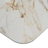 Chiswell Contemporary White Ceramic + Brushed Brass Dining Table