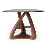 Christy Mid-Century Modern Grey Glass + Walnut Oval Dining Table