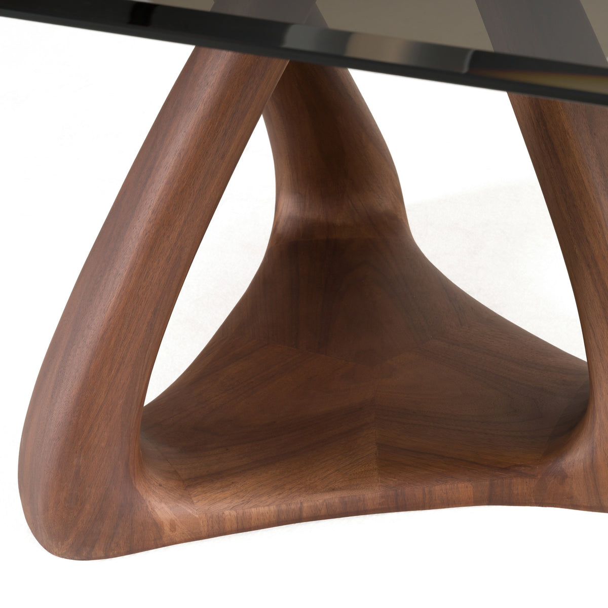 Christy Mid-Century Modern Grey Glass + Walnut Oval Dining Table