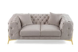 Clarice Transitional Light Beige Velvet Loveseat