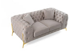 Clarice Transitional Light Beige Velvet Loveseat