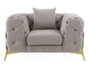 Clarice Transitional Light Beige Velvet Chair