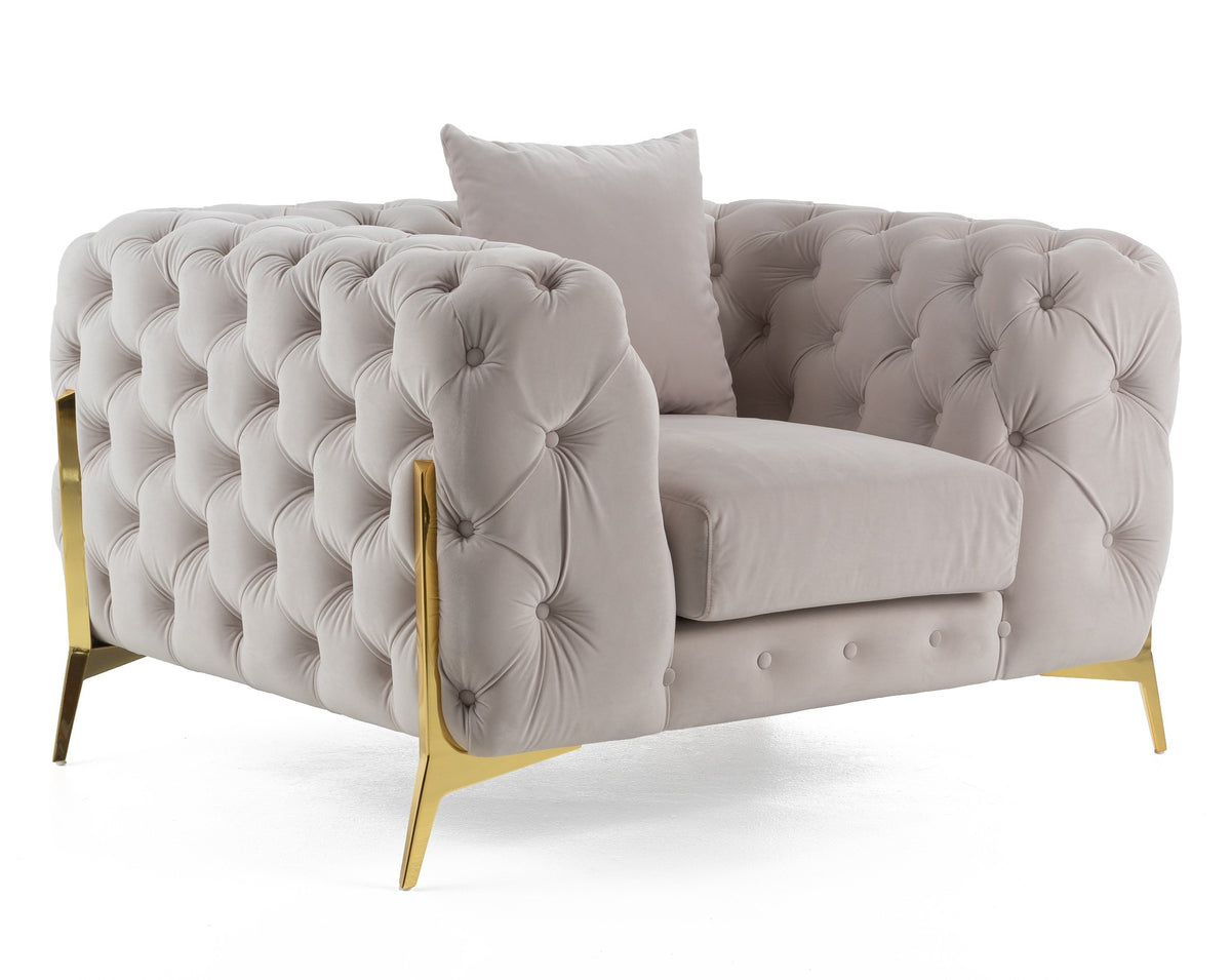 Clarice Transitional Light Beige Velvet Chair