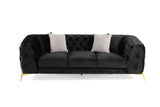 Clarice Transitional Black Velvet Sofa