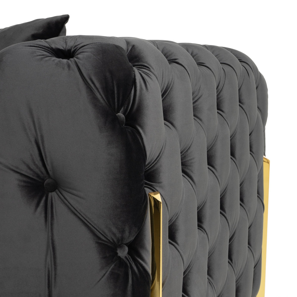 Clarice Transitional Black Velvet Sofa