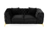 Clarice Transitional Black Velvet Loveseat