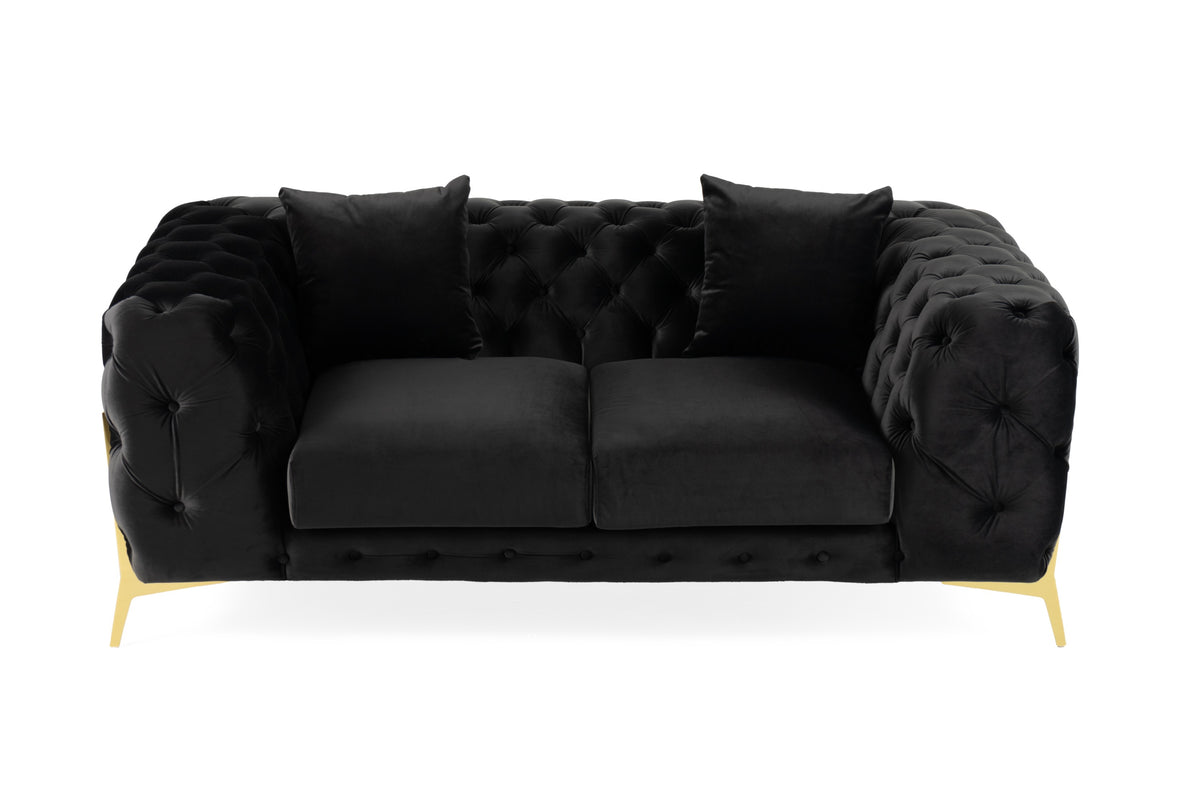 Clarice Transitional Black Velvet Loveseat