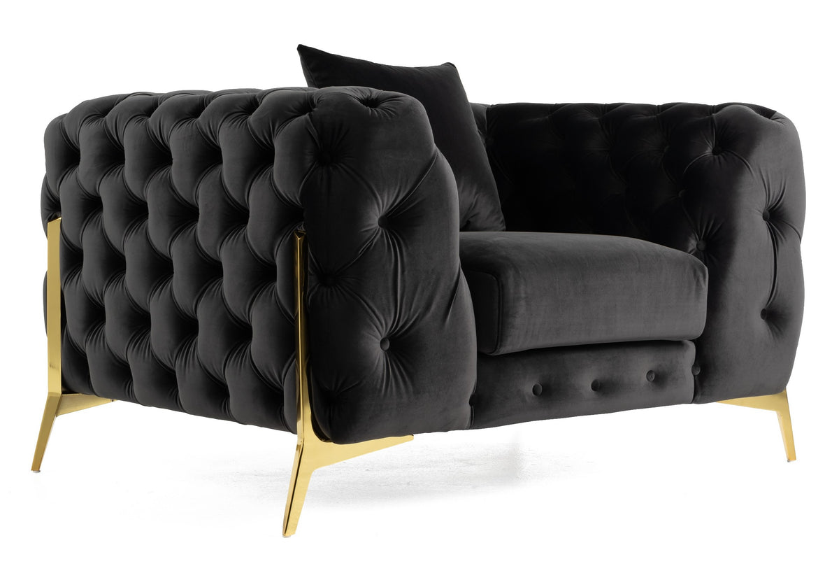Clarice Transitional Black Velvet Chair