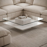 Clarion Modern White & Clear Glass Coffee Table