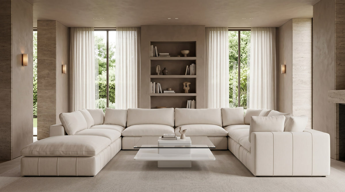 Clarion Modern White & Clear Glass Coffee Table
