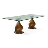 Cleveland Contemporary Glass and Walnut Dining Table