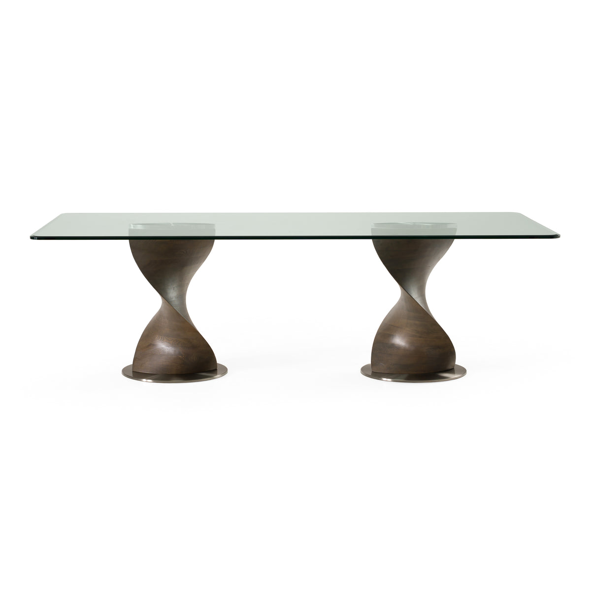 Cleveland Contemporary Glass and Grey Ash Dining Table