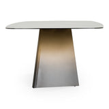 Clifford Contemporary White Ceramic + Brushed Bronze Dining Table