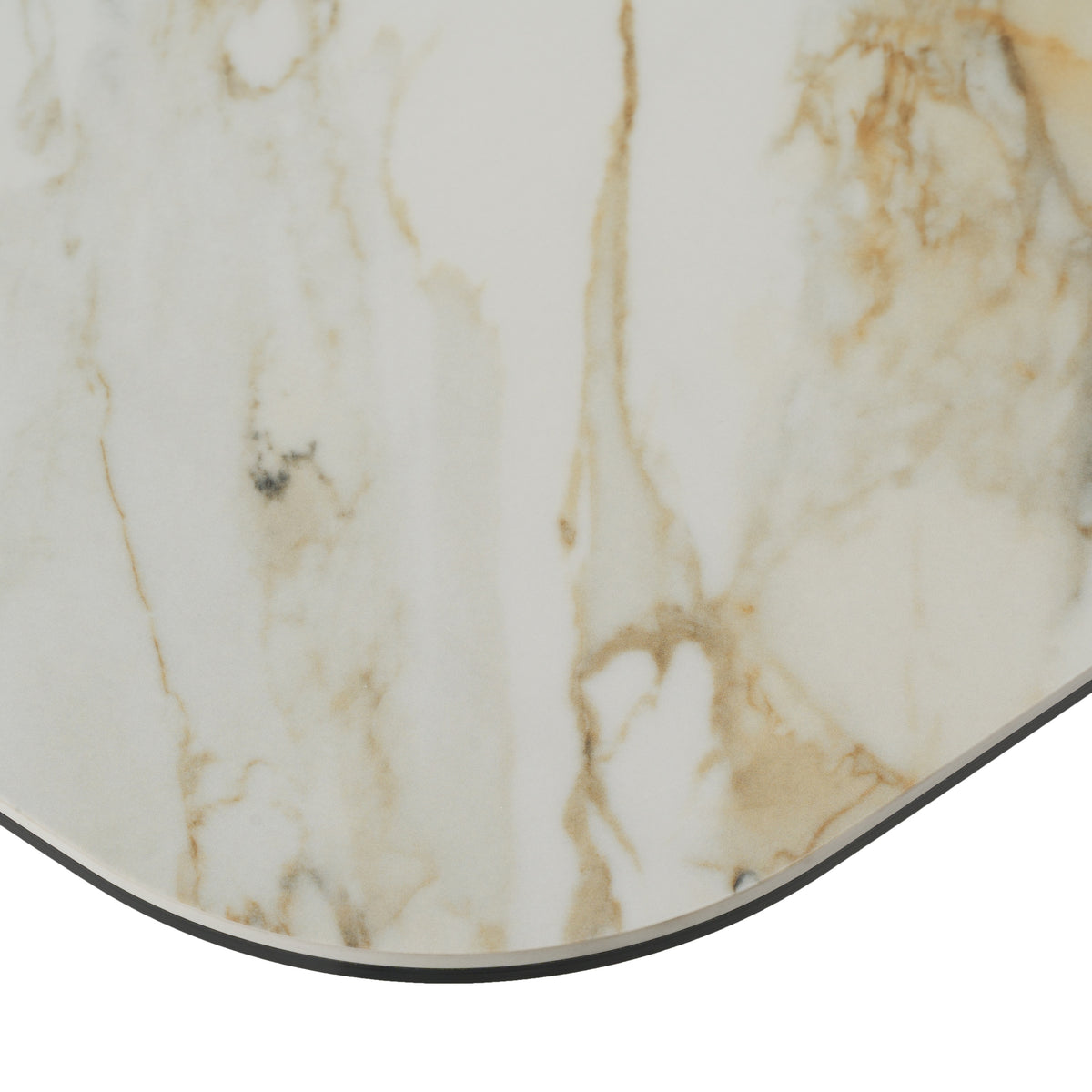 Clifford Contemporary White Ceramic + Brushed Bronze Dining Table