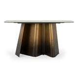 Clifford Contemporary White Ceramic + Brushed Bronze Console Table