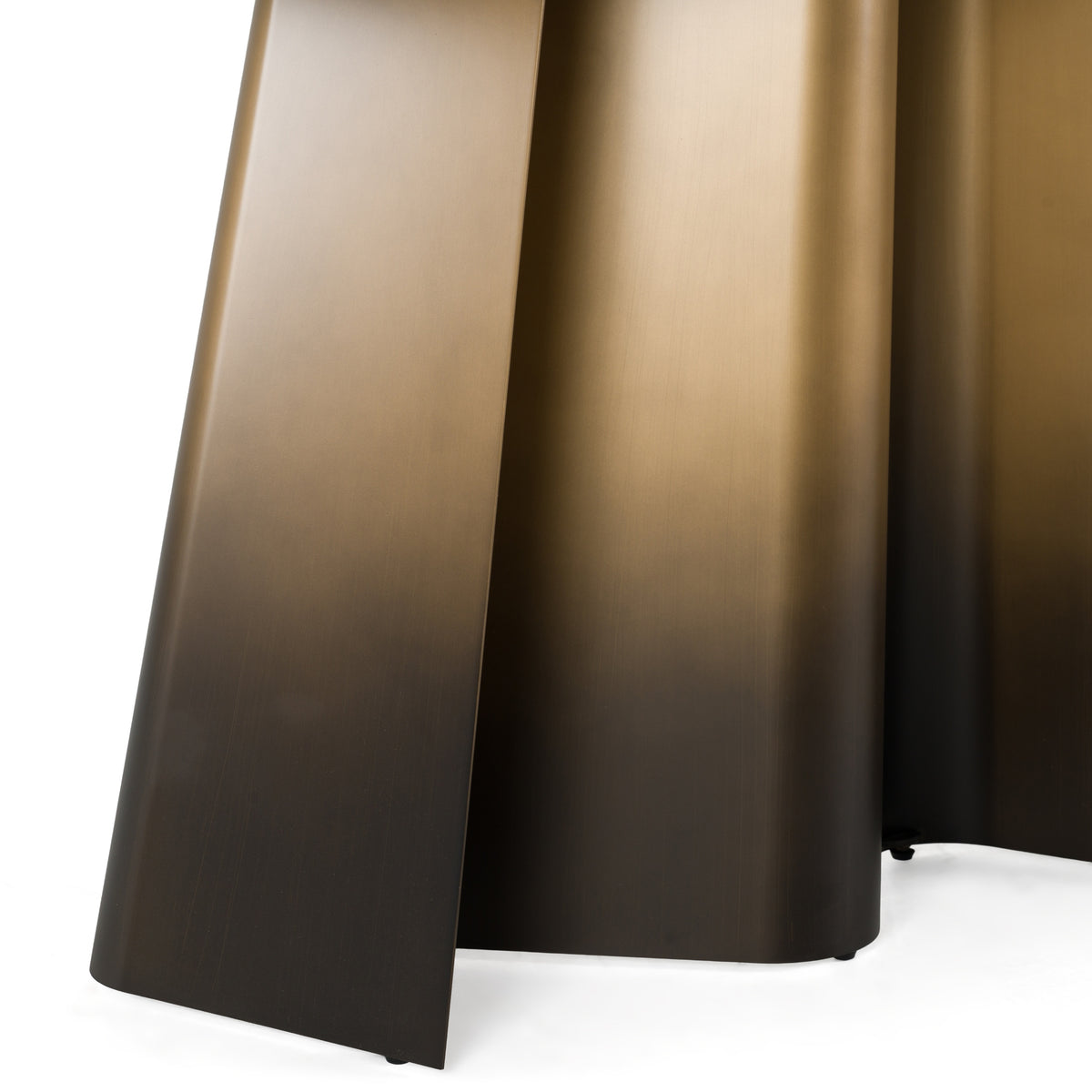Clifford Contemporary White Ceramic + Brushed Bronze Console Table