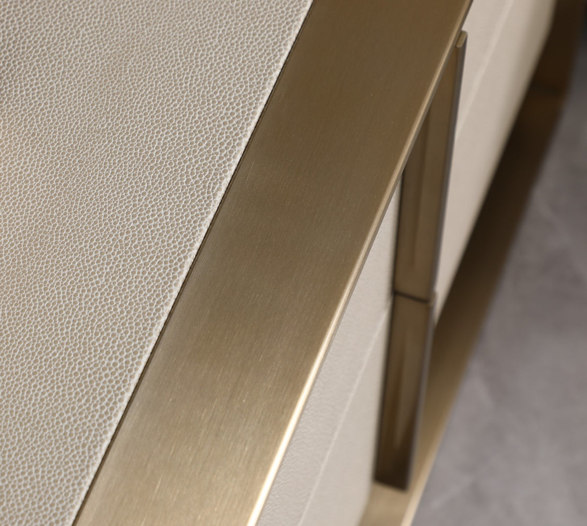 Cartier Modern Beige Velvet + Brushed Brass 4-Piece Bedroom Set