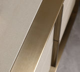 Cartier Modern Beige Velvet + Brushed Brass 4-Piece Bedroom Set