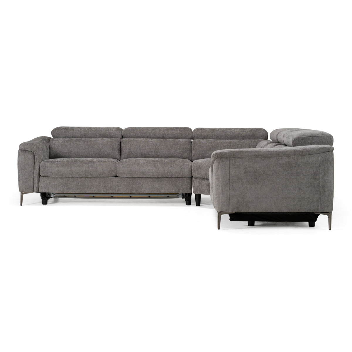 Coffman Modern Grey Fabric Sectional Sofa with Sofa Bed + Recliner