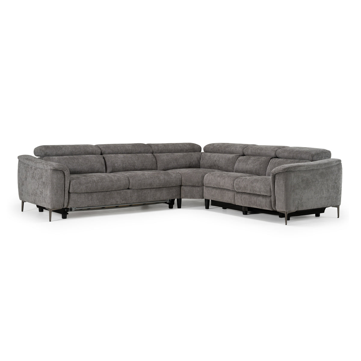 Coffman Modern Grey Fabric Sectional Sofa with Sofa Bed + Recliner