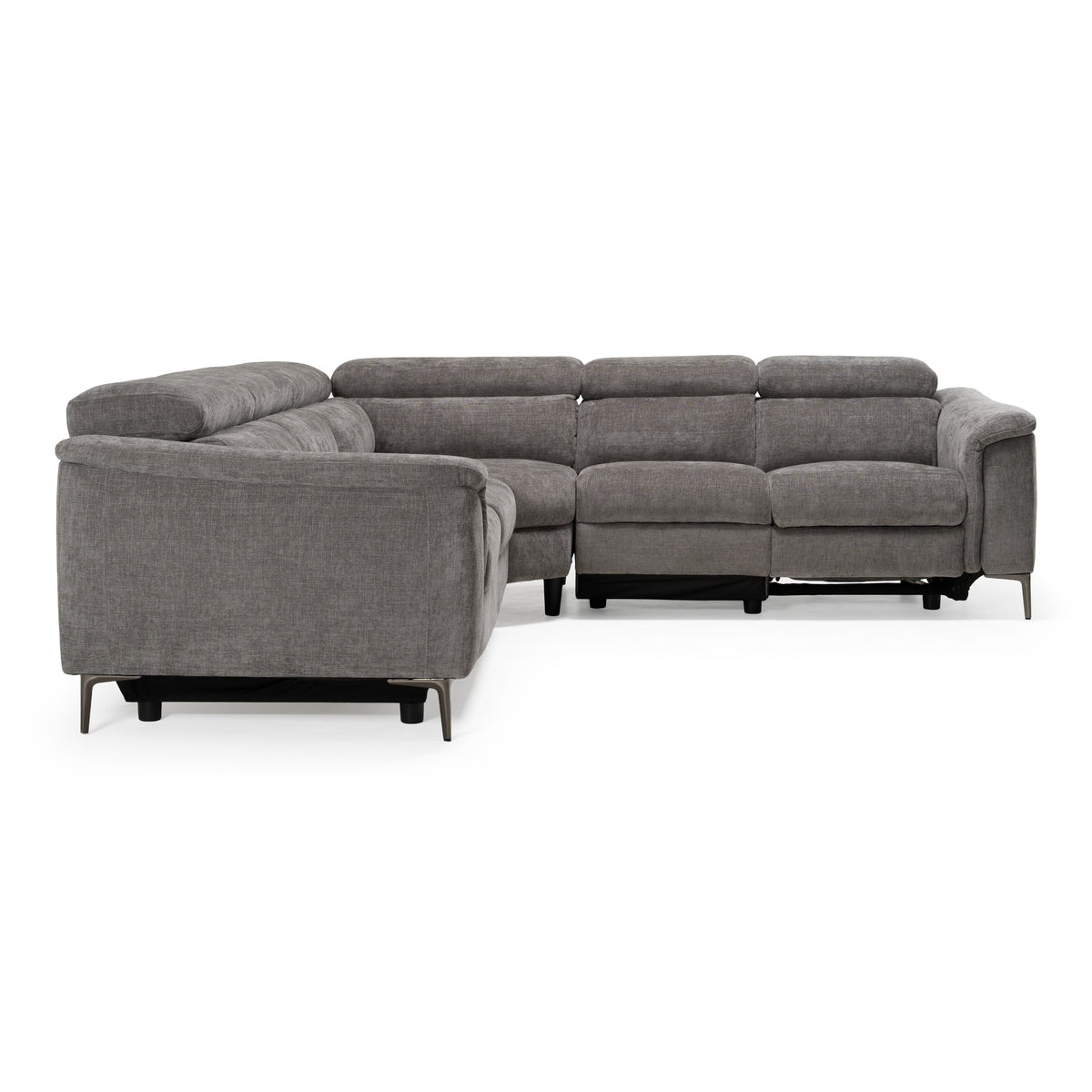 Coffman Modern Grey Fabric Sectional Sofa with Sofa Bed + Recliner