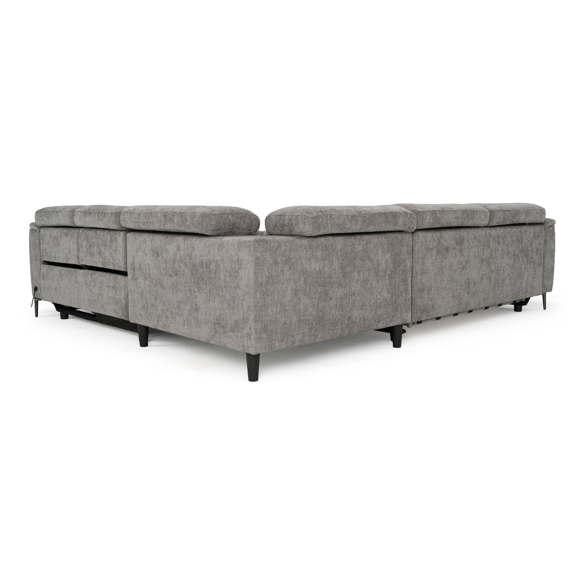 Coffman Modern Grey Fabric Sectional Sofa with Sofa Bed + Recliner