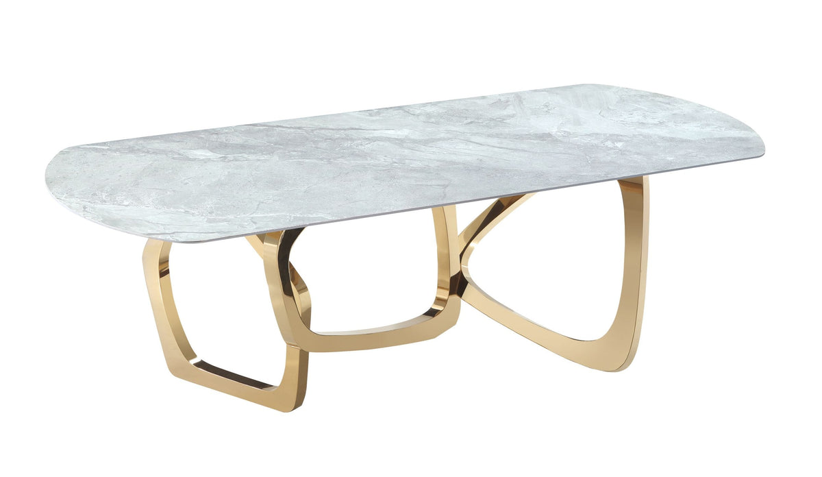 Colton Modern Gray Microlite & Gold Dining Table