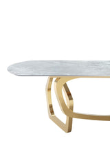 Colton Modern Gray Microlite & Gold Dining Table