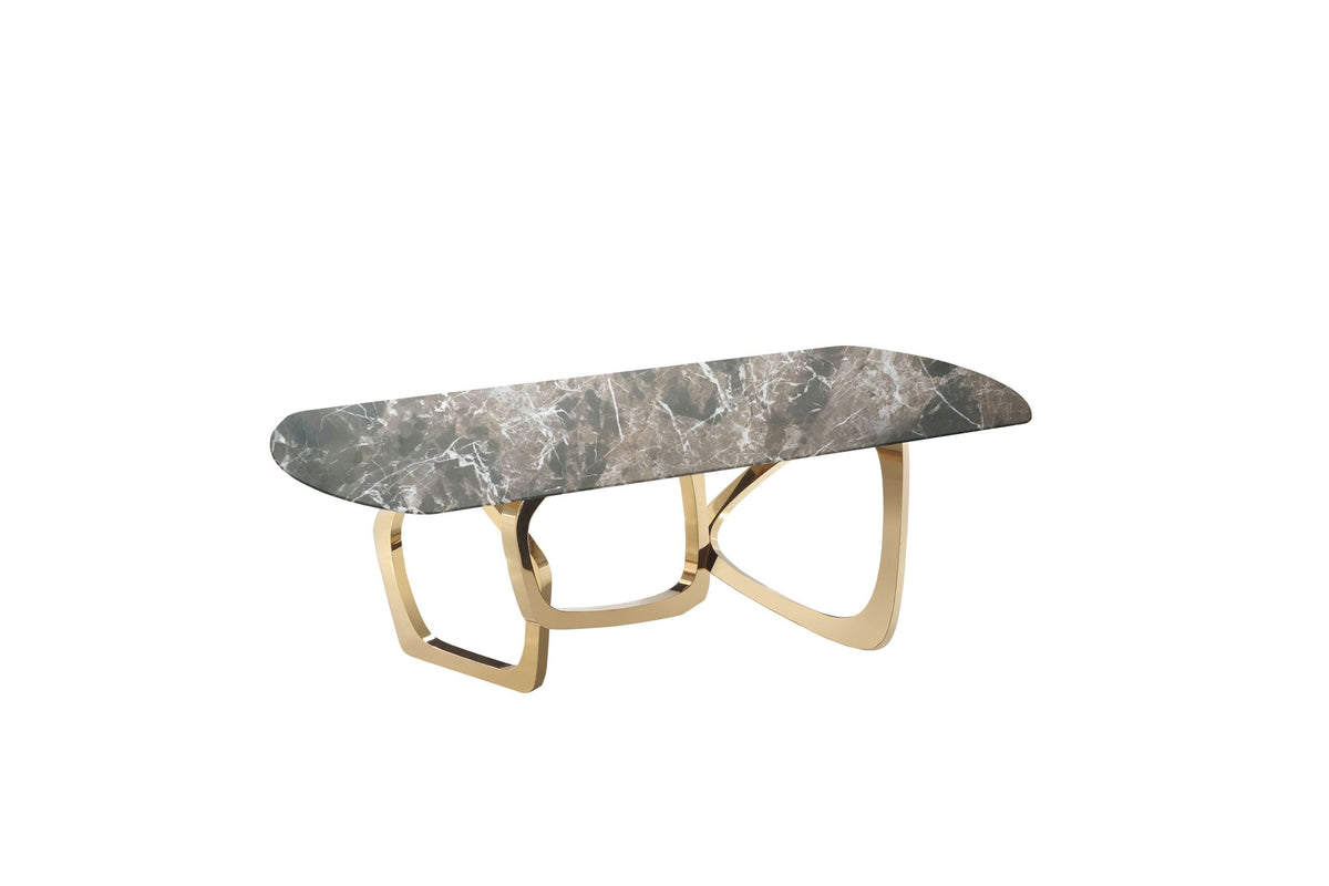 Colton Modern Brown & Gold Dining Table