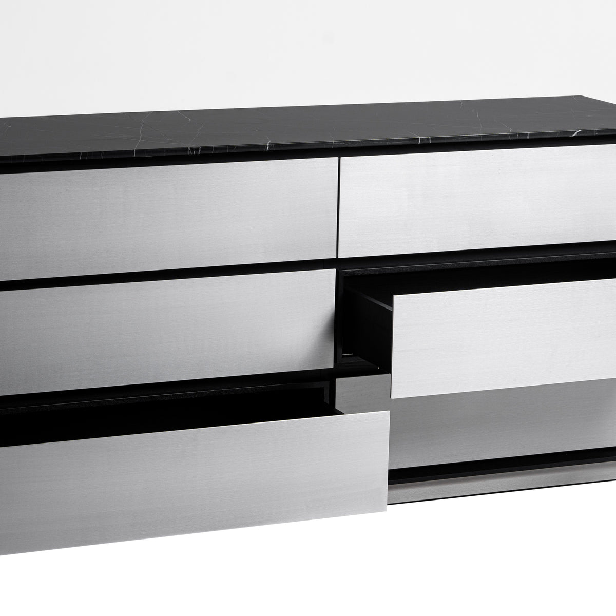 Concord Modern Black Marble + Black Ash + Aluminum Dresser