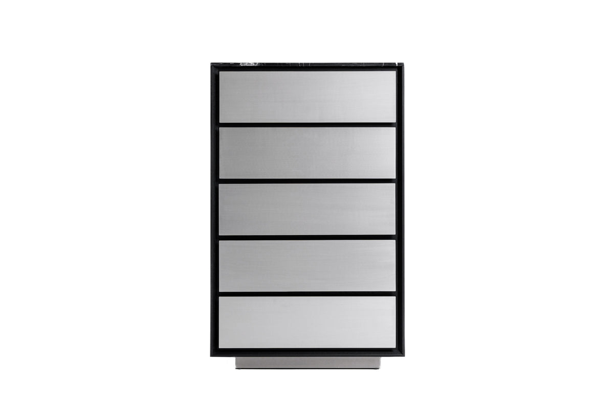 Concord Modern Black Marble + Black Ash + Aluminum Chest