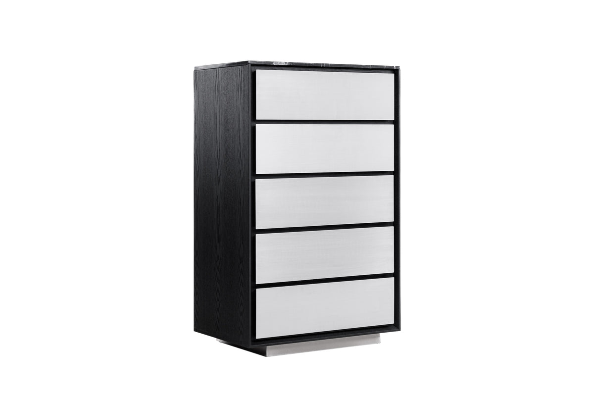 Concord Modern Black Marble + Black Ash + Aluminum Chest