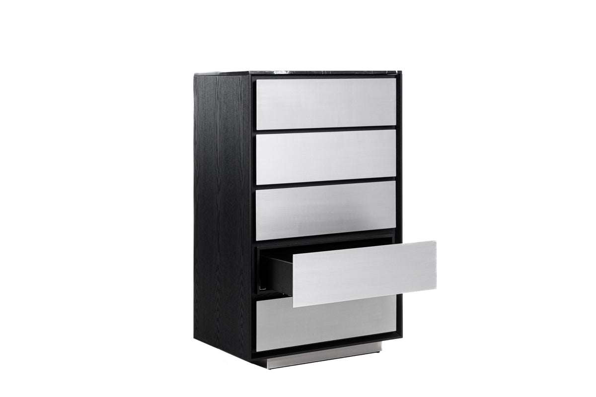 Concord Modern Black Marble + Black Ash + Aluminum Chest