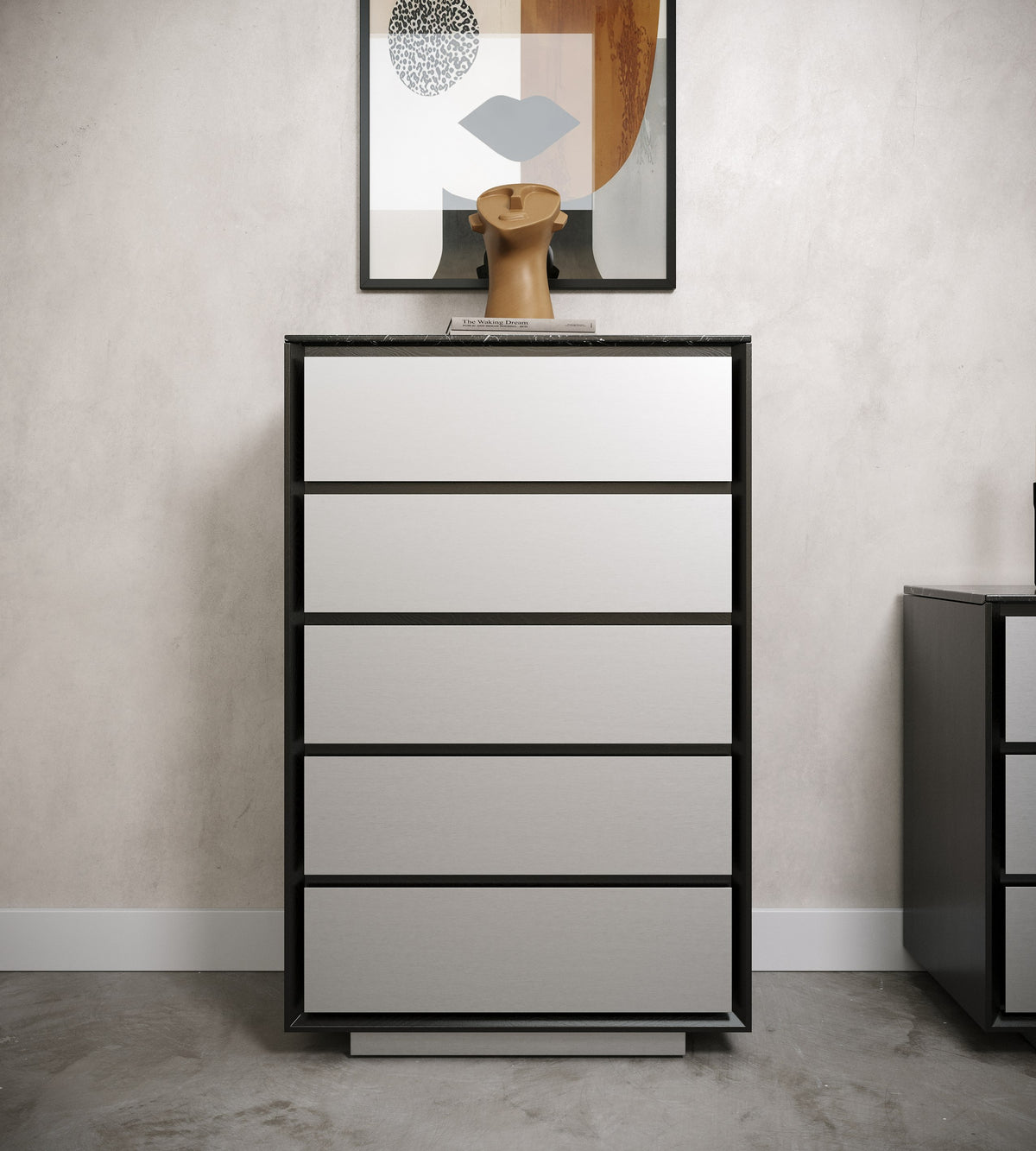Concord Modern Black Marble + Black Ash + Aluminum Chest