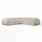 Conrad Modern Beige Fabric Sectional Sofa With 3 Recliners