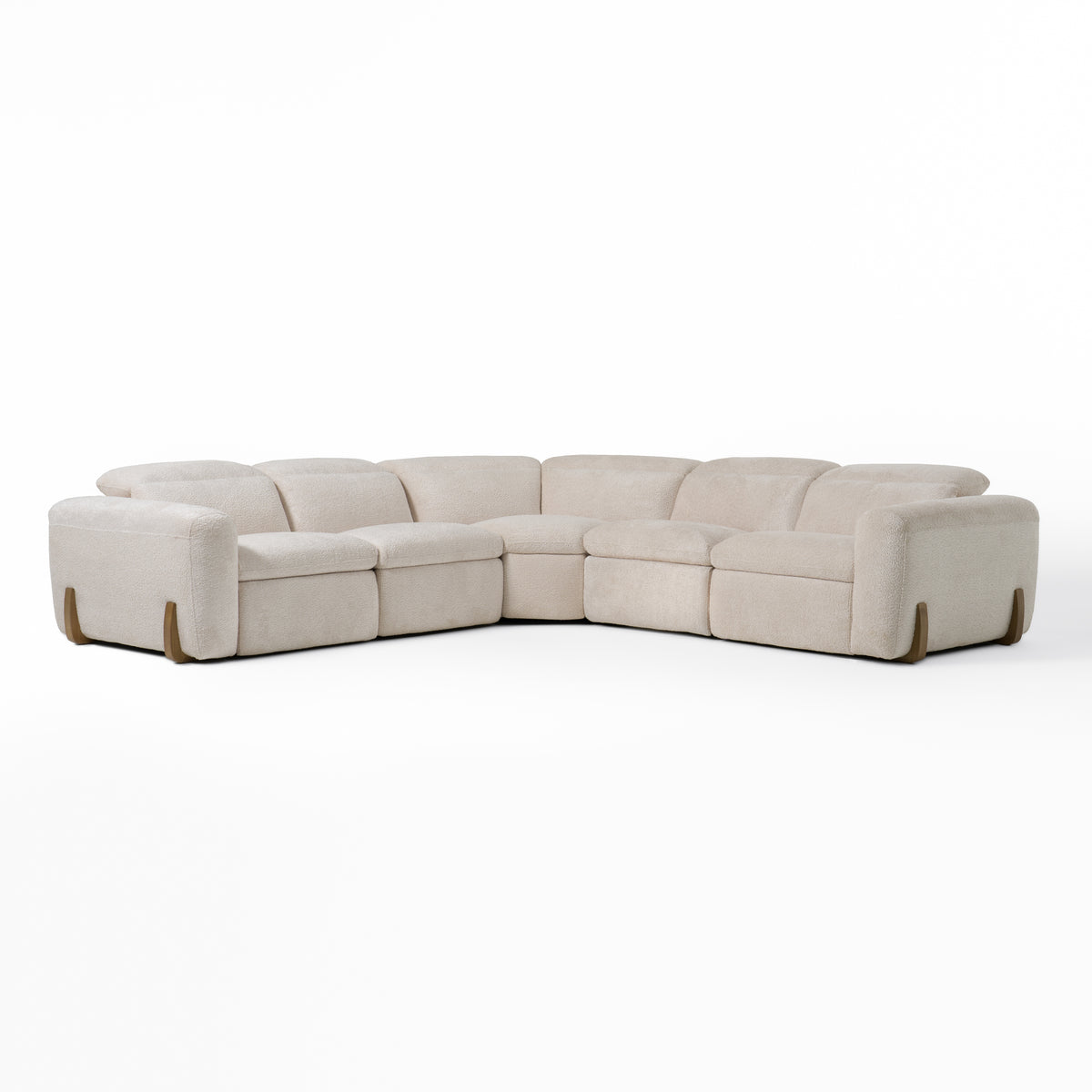 Conrad Modern Beige Fabric Sectional Sofa With 3 Recliners