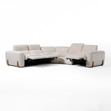 Conrad Modern Beige Fabric Sectional Sofa With 3 Recliners