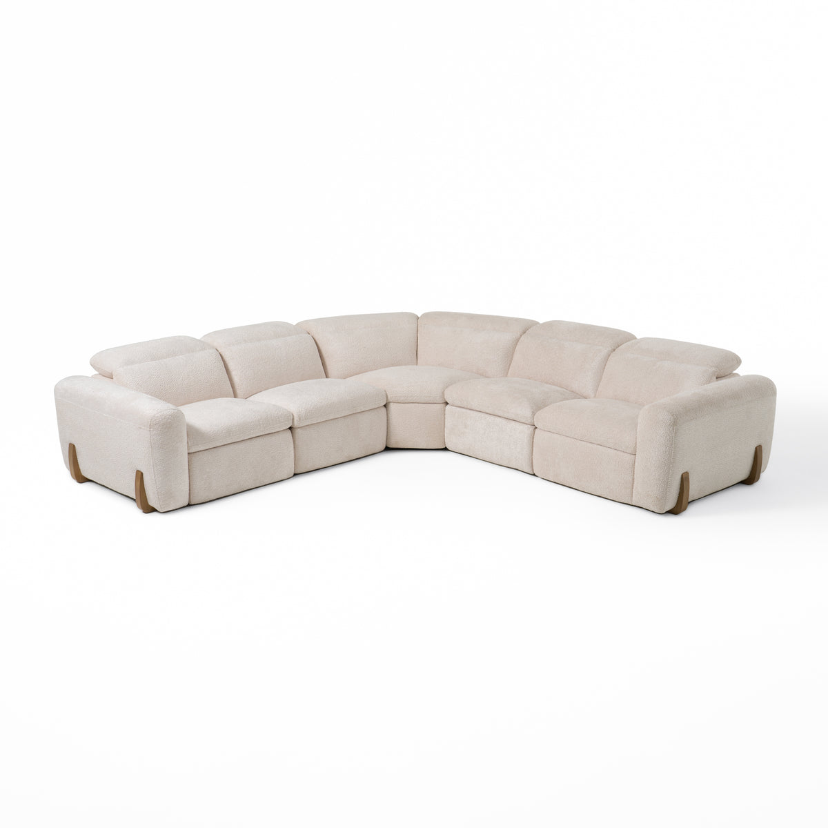 Conrad Modern Beige Fabric Sectional Sofa With 3 Recliners